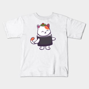 Cute Cat Sushi Salmon (3) Kids T-Shirt